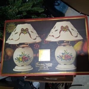 Lenox Holiday Tartan Tea Light Lamps Set Of 2 Christmas Holiday